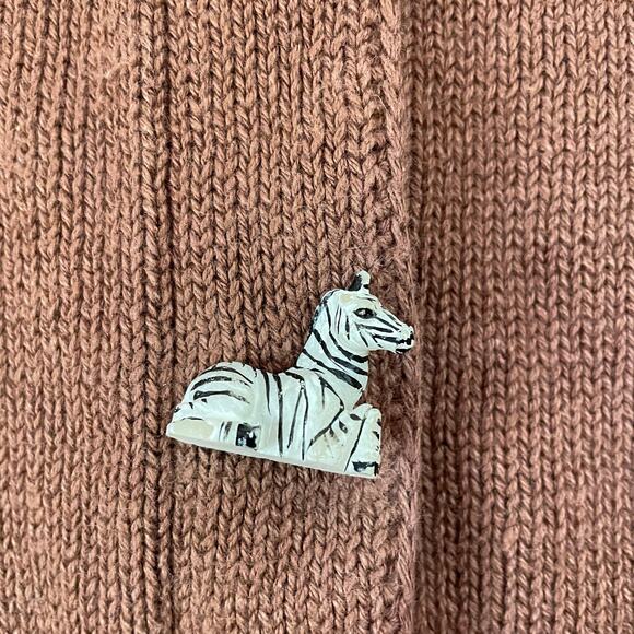 Storybook Knits Safari Animal Print Cardigan Zebra Giraffe Leopard M Button - Picture 8 of 12